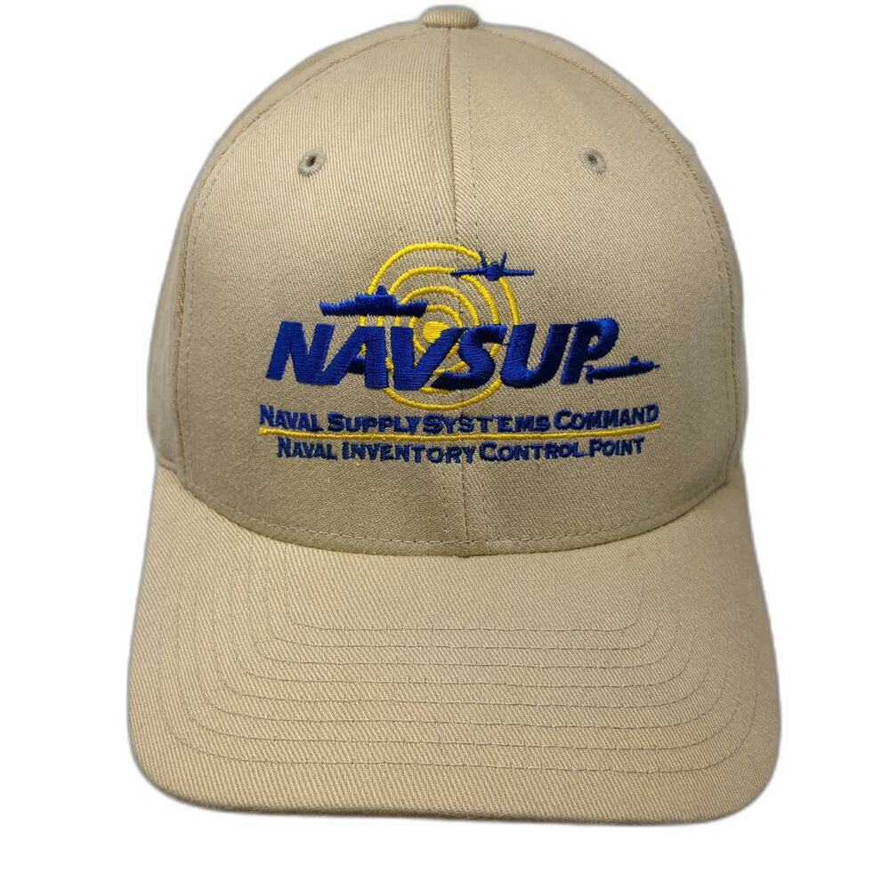 Flexfit Baseball Cap Beige XL NAVSUP Naval Supply Systems Command Fitted hat